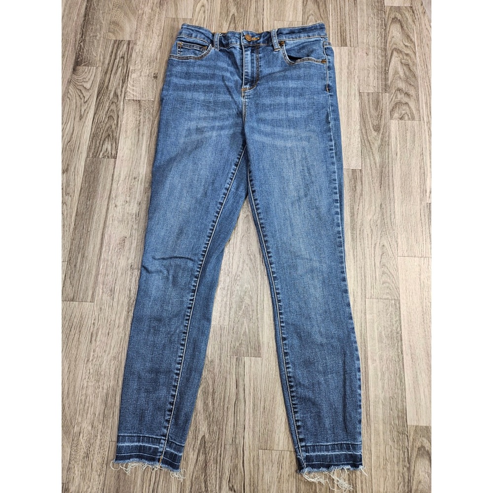 JustFab Skinny Jeans Women 28 Blue High Rise Raw Hem Stretch Denim
